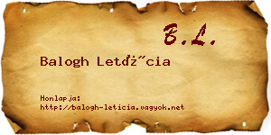 Balogh Letícia névjegykártya
